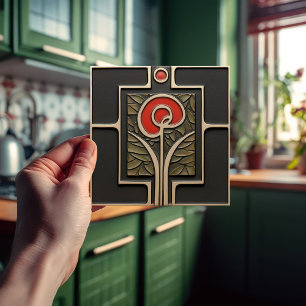 Carreau Décor Mi-Siècle Fleur Terre Macintosh