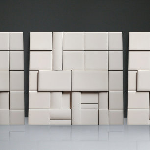 Carreau Décor minimaliste blanc verni en faux relief pour