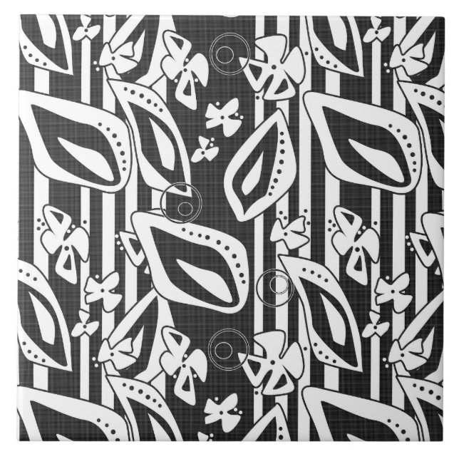 Carreau Décor moderne Abstrait noir blanc ornement mosaïqu (Devant)