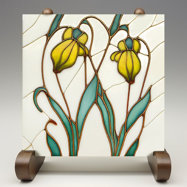 Carreau Décor Mur Crocus Jaunes Art Nouveau Art Déco (Créateur téléchargé)