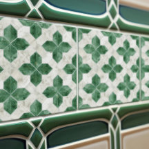Décor mural vert émeraude Art Nouveau en céramique