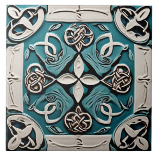Carreau Décor Turquoise & Blanc Celtic inspo abstrait