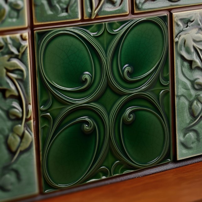 Carreau Décor vert Emerald Mur Art Nouveau Ceram (Créateur téléchargé)