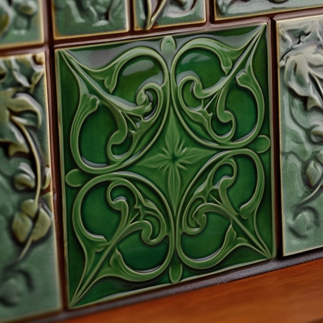 Carreau Décor vert Emerald Mur Art Nouveau Ceram (Créateur téléchargé)