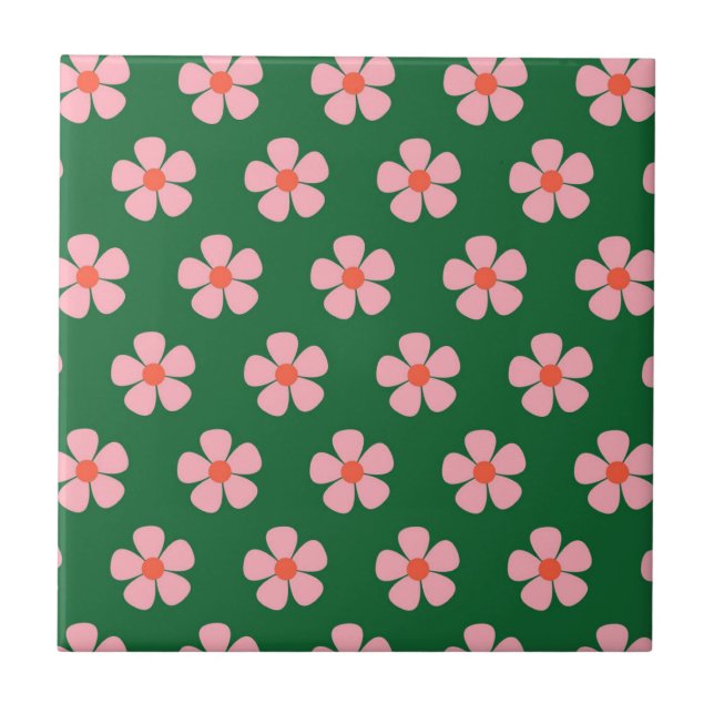 Carreau Décor vert Gras Y2K Fleur sauvage vibrant (Devant)
