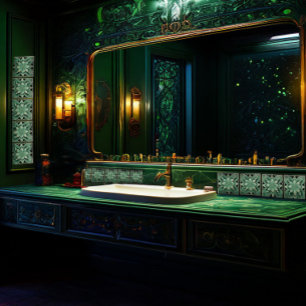 Carreau Décor Vert profond Décor Carrelage Art Nouveau en