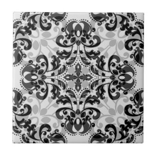 Carreau Décor victorien noir et gris damassé
