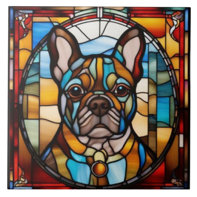 Carreau décoratif de Bouledogue Français mignon (Devant)