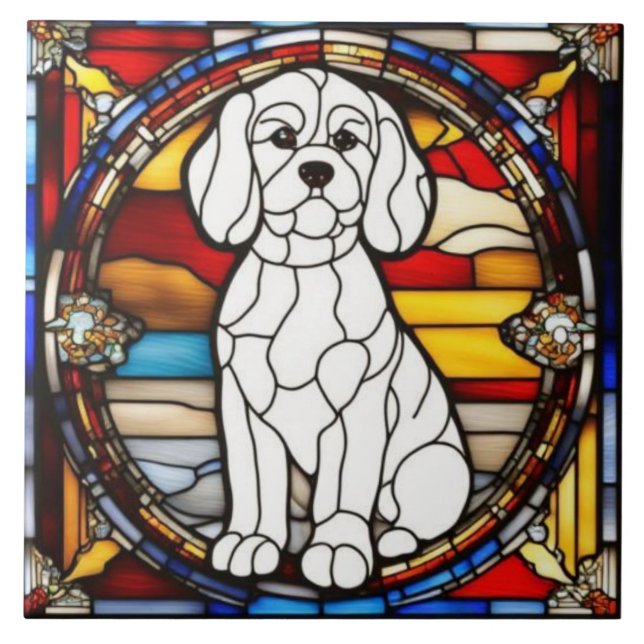 Carreau décoratif de chien maltais mignon (Devant)
