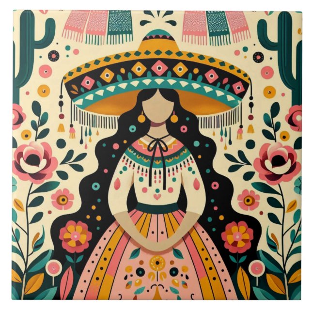 CARREAU DÉCORATIF DE STYLE MEXICAIN (Devant)
