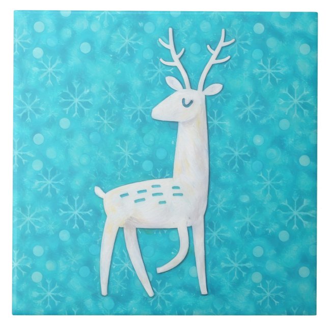 Carreau décoratif de vacances en art de cerf rénne (Devant)