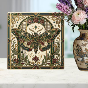 Carreau décoratif émeraude Art nouveau papillon de