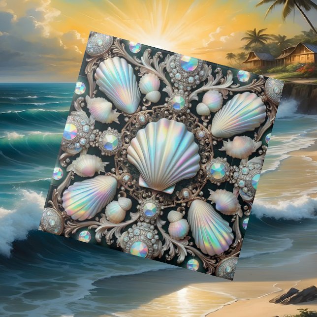 Carreau Décoration Côtière Luxueuse | Diamants et Coquilla (Créateur téléchargé)
