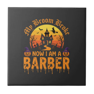 Carreau Décoration de barbier d'Halloween Broom Sorcière B