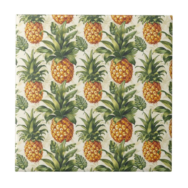 Carreau Décoration de maison de l'ananas tropical (Devant)