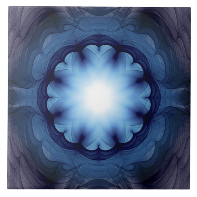 Carreau Décoration florale bleue lumineuse (Devant)