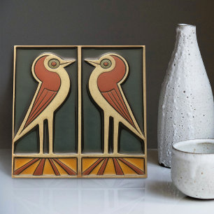 Carreau Décoration murale Art Déco Bird Seventies Sunrise