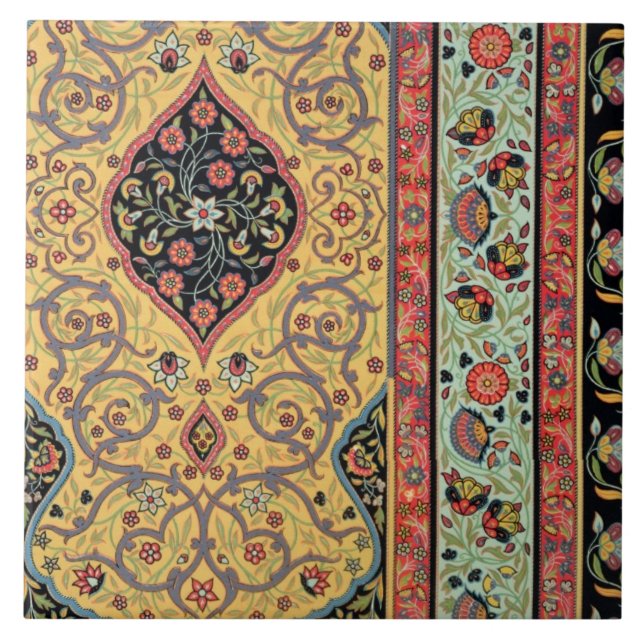 Carreau Décoration persane, plat XXV 'd'Orn polychrome (Devant)