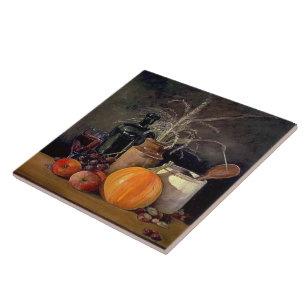 Carreau Décorations d'automne sur table, Citrouille, Fruit