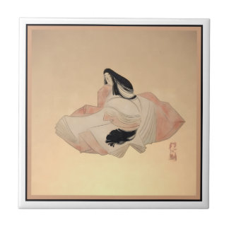 Carreau Decorative Tile with Ancient Japanese Print