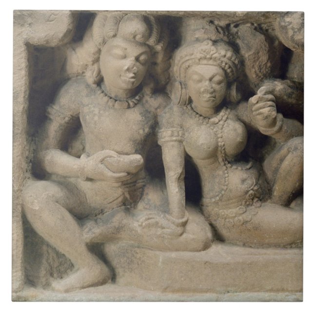 Carreau Découpage en pierre des amants appréciant un (Devant)