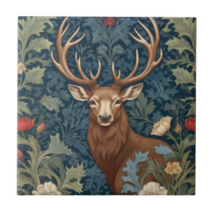 Carreau Deer Stag William Morris style Left Face