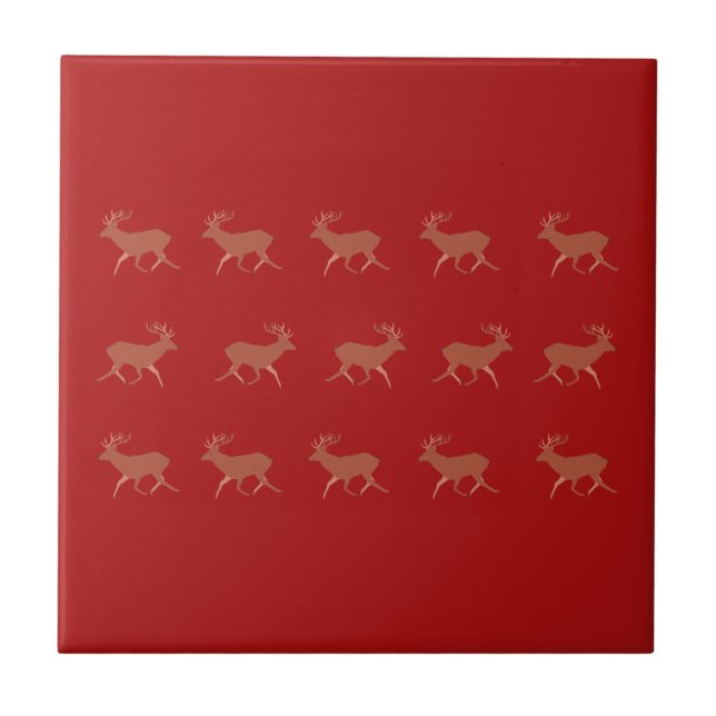 Carreau Deer Walking Festive Motif Rouge Brown (Devant)