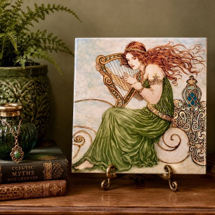Carreau Déesse irlandaise jouant de la harpe – Art nouveau