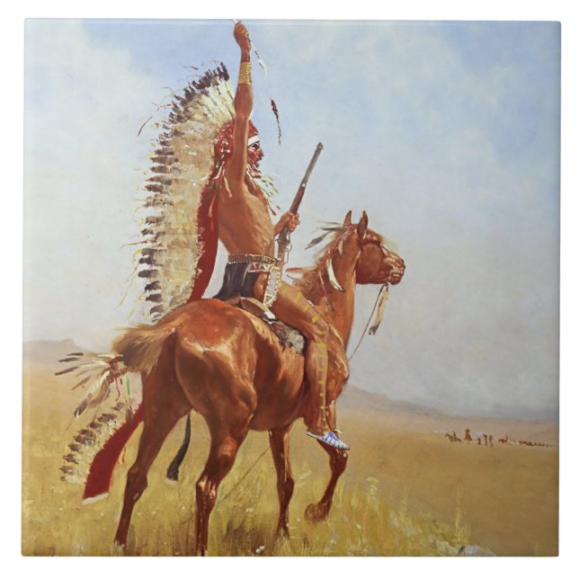 Carreau "Défiance" Western Art de Frederic Remington (Devant)