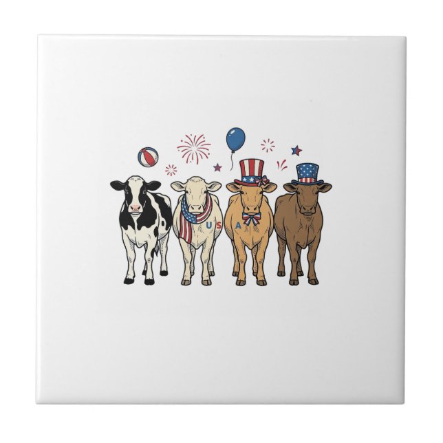 Carreau Défilé de vaches patriotiques conception de chemis (Devant)