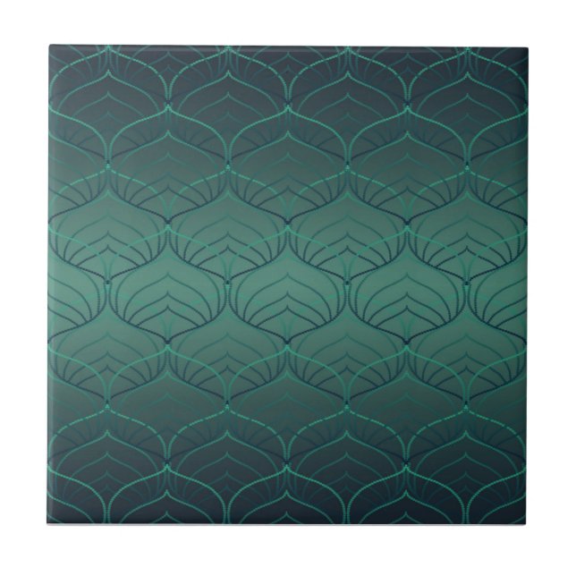 Carreau Dégradé vert dans le style art déco. (Devant)