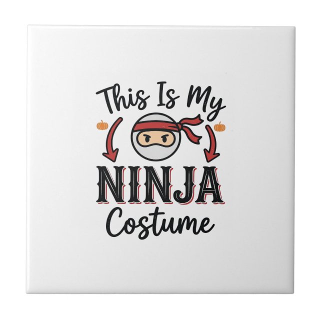 Carreau Déguisement de ninja drôle Design vectoriel Hallow (Devant)