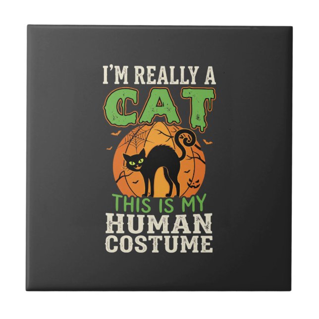 Carreau Déguisement Humain de Chat pour Halloween Design D (Devant)