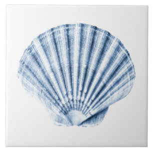 Carreau Delft Blue Clam Sea Shell Nautical Beach House