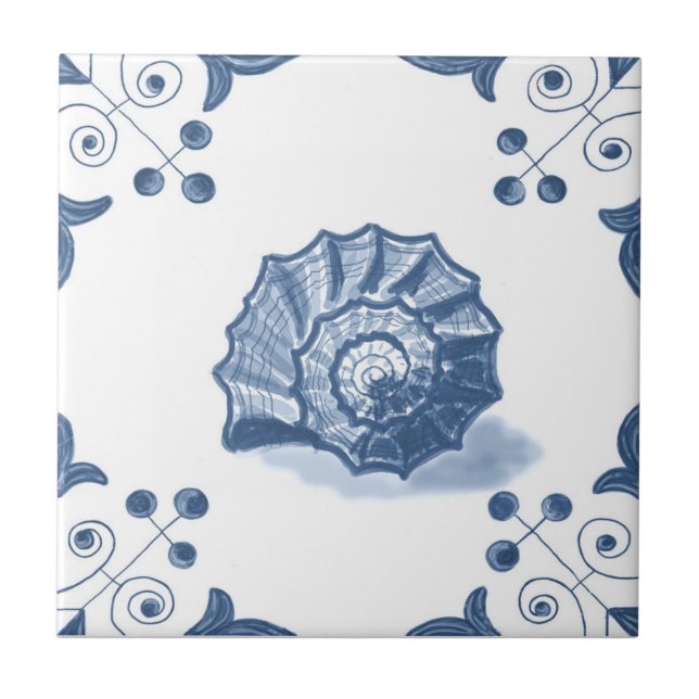Carreau Delft Shell en spirale couvrent de tuiles avec des (Devant)