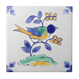 Carreau delft tuiles reproductions texture oiseau