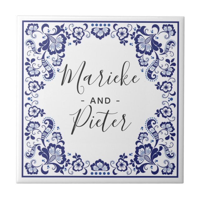 Carreau Delfts Blauw | Delft Blue Dutch Mariage Keepsakft (Devant)