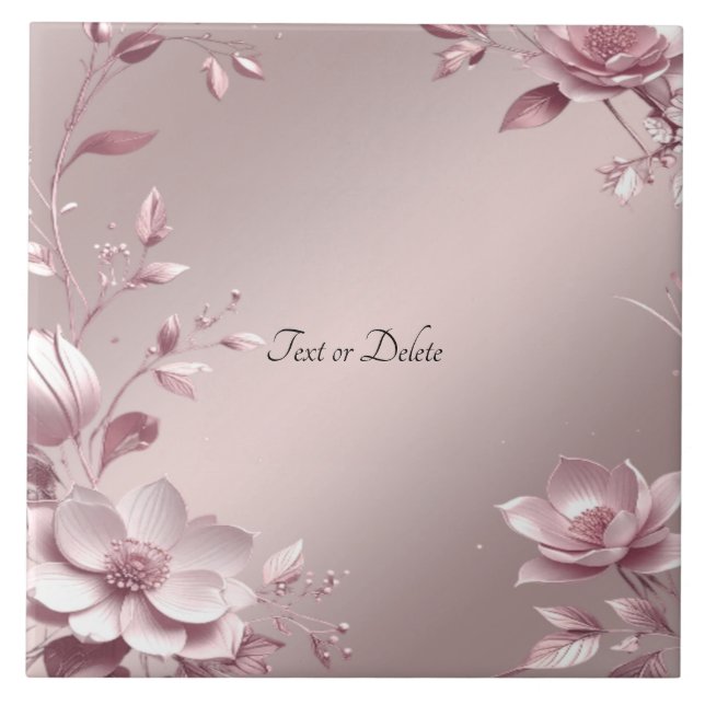 Carreau Delicate Pink Floral Ceramic Tile (Devant)