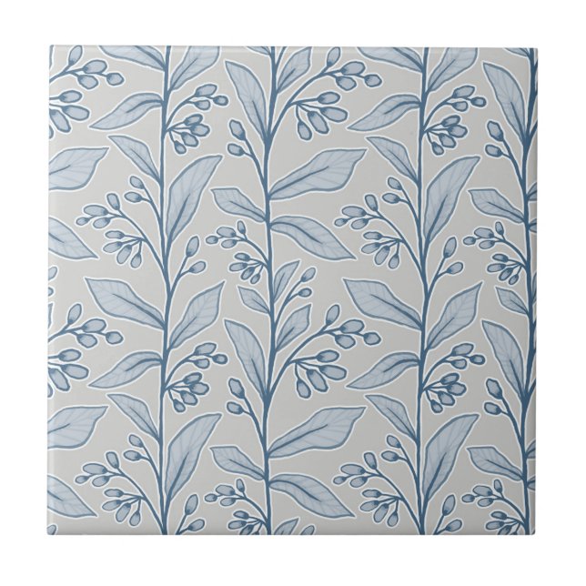 Carreau Delicic Botanic Reverie M1 Gris Blanc Bleu Plante (Devant)
