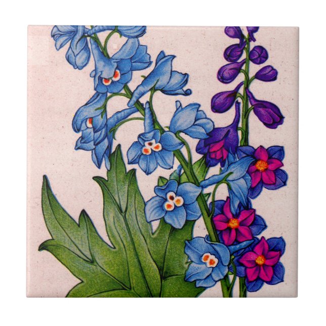 Carreau delphiniums en bleu et violet (Devant)