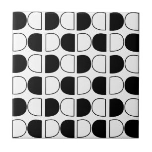 Carreau Demi-cercle géométrique noir et blanc