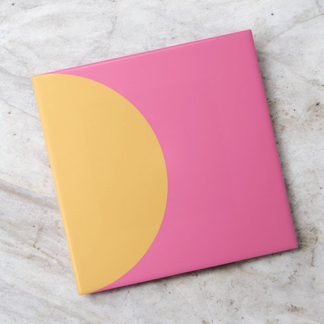 Carreau Demi-cercle rose rétro mi-siècle moderne (Créateur téléchargé)