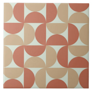 Carreau Demi-cercles de milieu de siècle en beige et terra