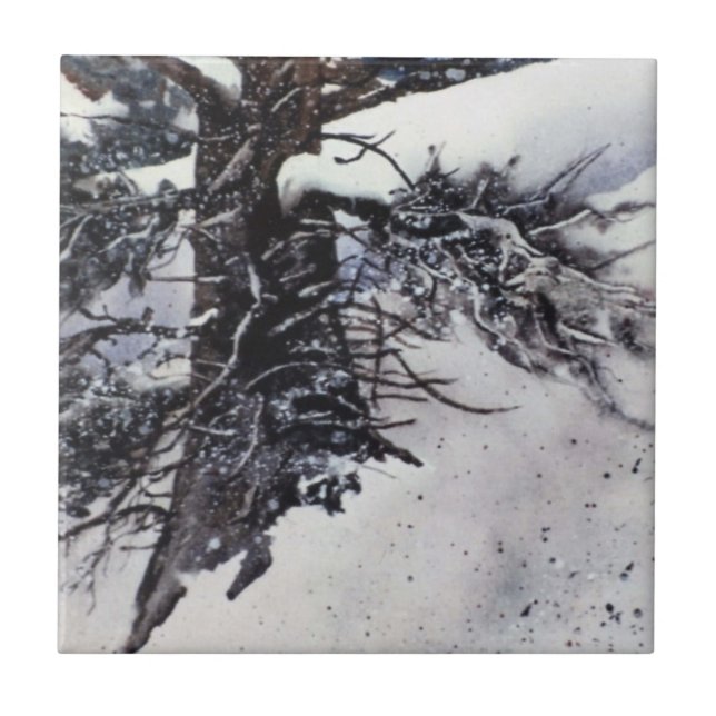 Carreau Déneigement hivernal pin arbre paysage Carrelage (Devant)