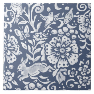 Carreau Denim Blue MURAL Bois Lapin Bas Ceram gauche