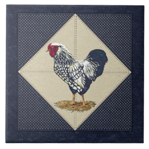 Carreau Denim de coq de Wyandotte lacé par argent