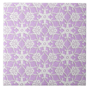 Carreau dentelle antique - blanc et lavande