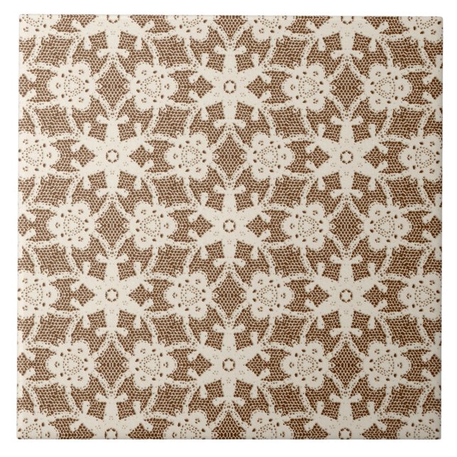 Carreau Dentelle antique - crème et marron (Devant)