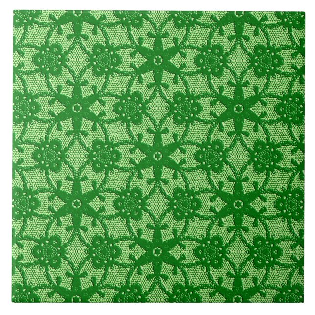 Carreau Dentelle antique - émeraude et vert citron (Devant)