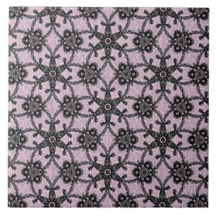Carreau Dentelle antique - noir et rose glacé